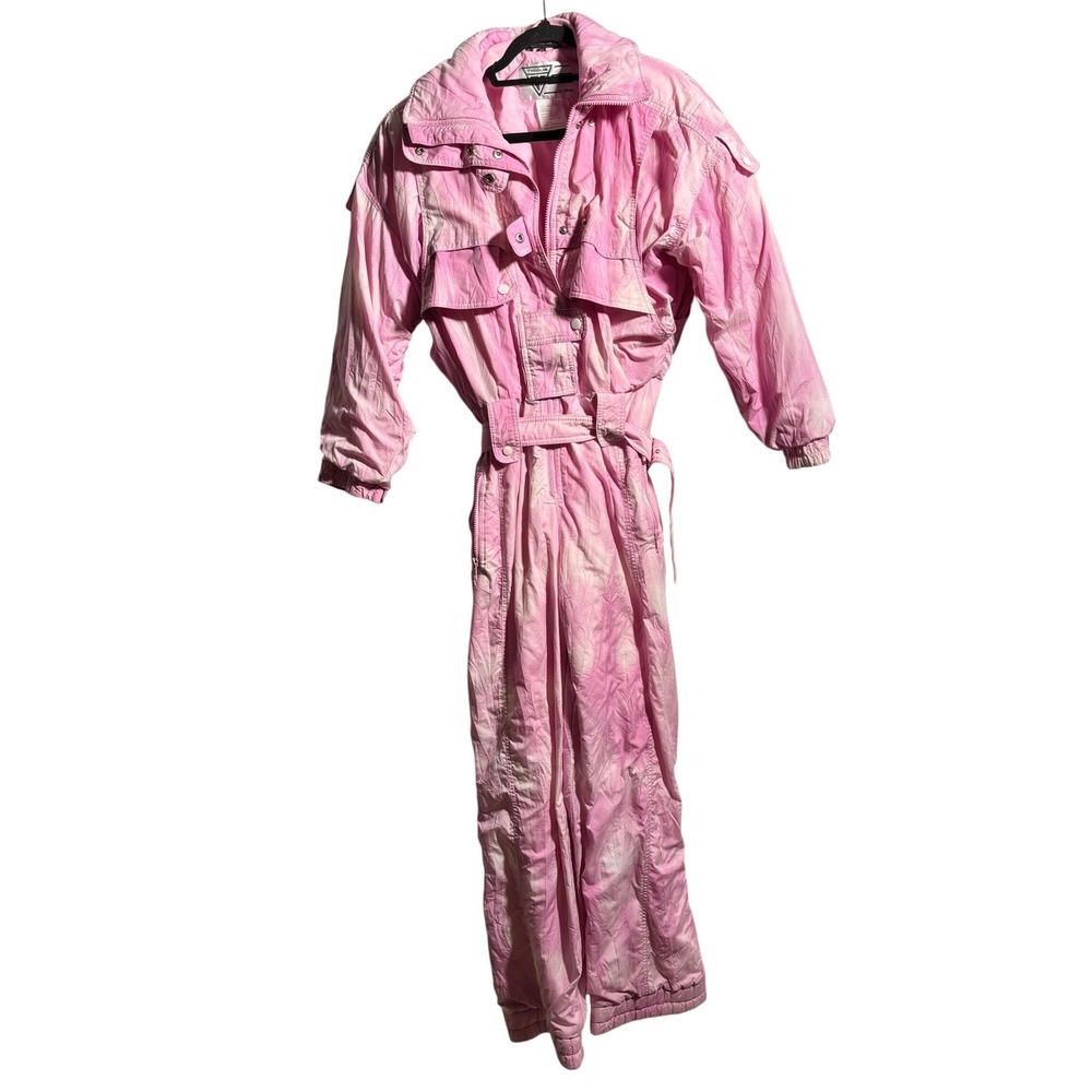 Tyrolia by Head Womens Pink Tie Dye Ski Suit‎ Jumpsuit One Piece Vintage XS